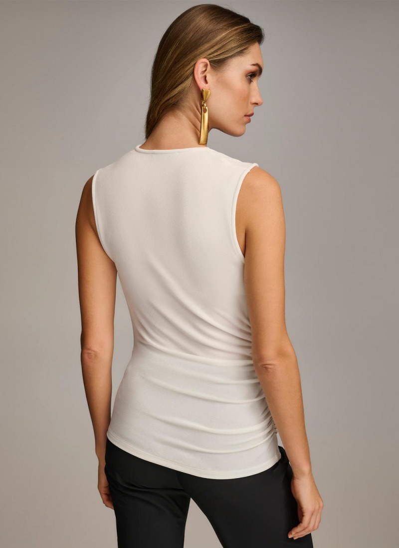 Cream Donna Karan Shoulder Hardware Sweaters and Tops | SG_DK75972