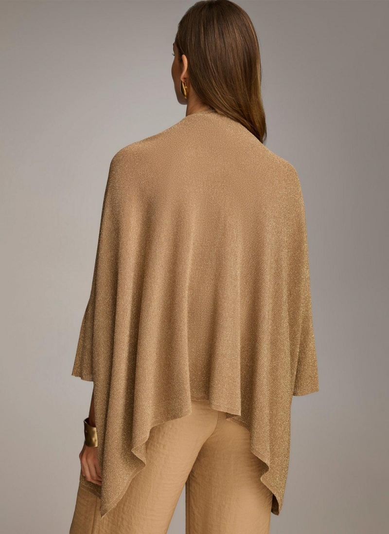 Gold Donna Karan Lurex Cardigan Sweaters and Tops | SG_DK90519