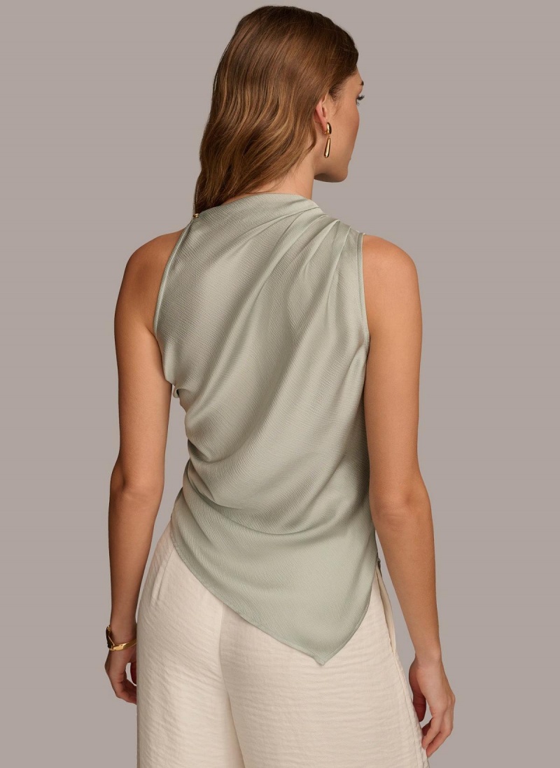 Grey Donna Karan Ruched With Angled Hem Sweaters and Tops | SG_DK52740