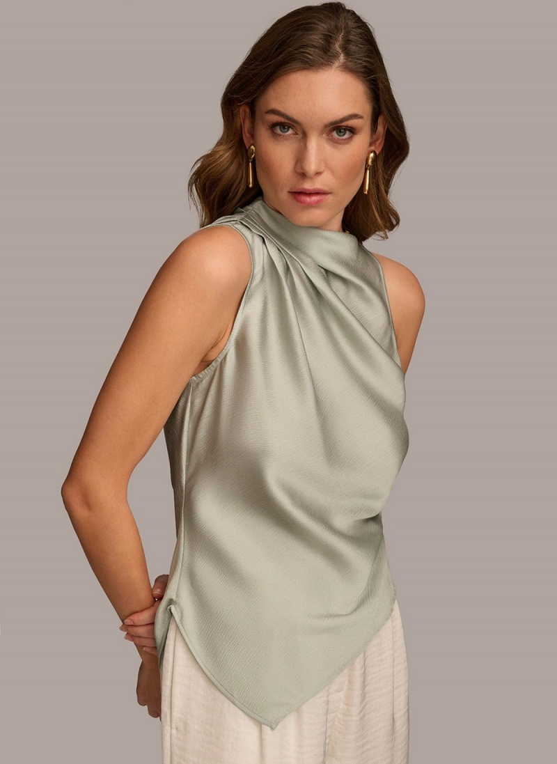 Grey Donna Karan Ruched With Angled Hem Sweaters and Tops | SG_DK52740