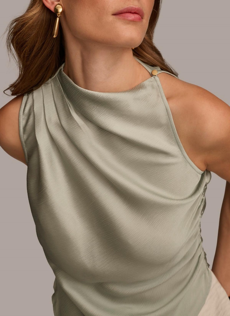 Grey Donna Karan Ruched With Angled Hem Sweaters and Tops | SG_DK52740