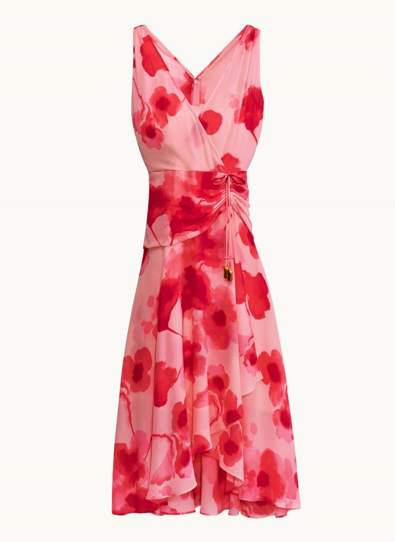 Pink Donna Karan Floral Midi Dress | SG_DK53300