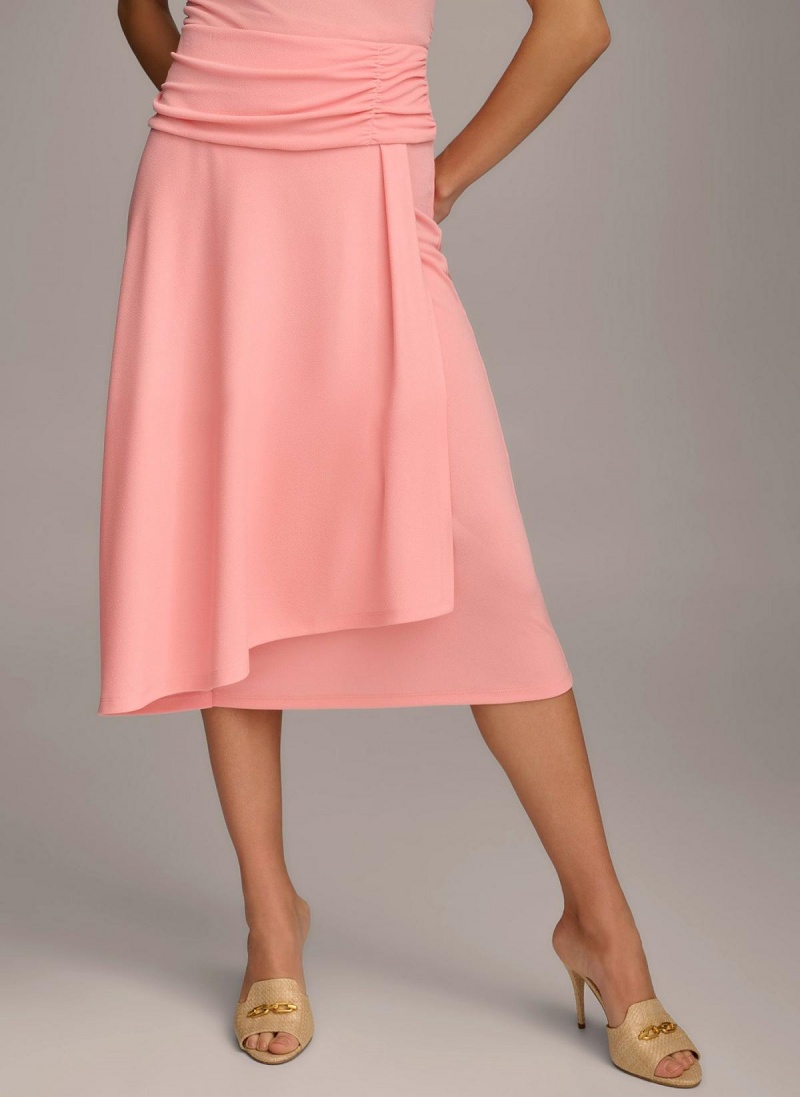 Pink Donna Karan Ruched Skirt | SG_DK46481