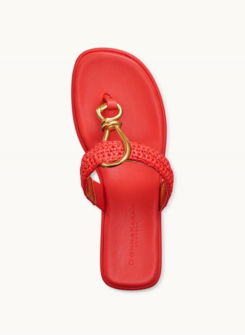 Red Donna Karan Harlyn Wedge Sandals | SG_DK75578