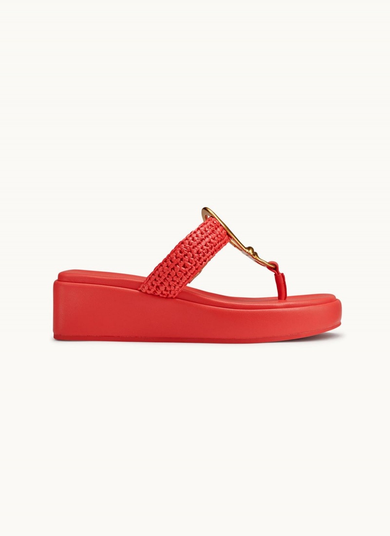 Red Donna Karan Harlyn Wedge Sandals | SG_DK75578