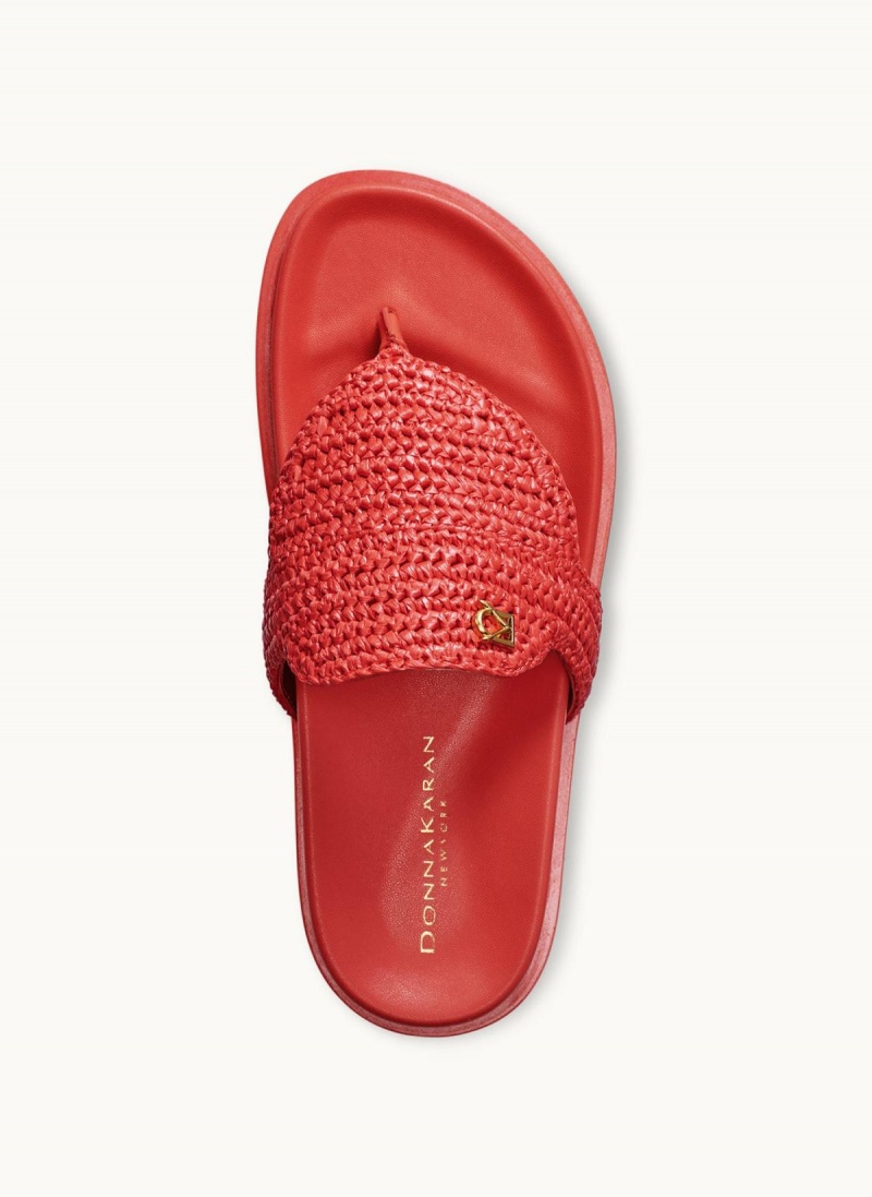 Red Donna Karan Hira Flat Sandals | SG_DK46143