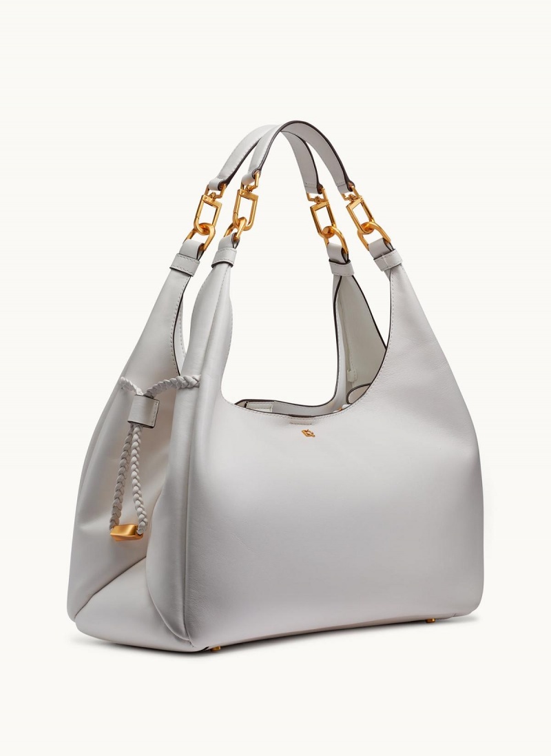 White Donna Karan Bellerose Hobo Bag | SG_DK97415