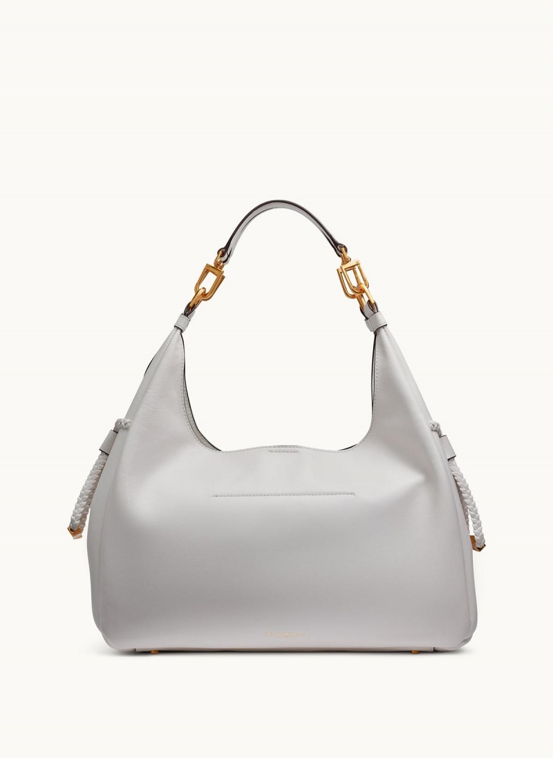 White Donna Karan Bellerose Hobo Bag | SG_DK97415