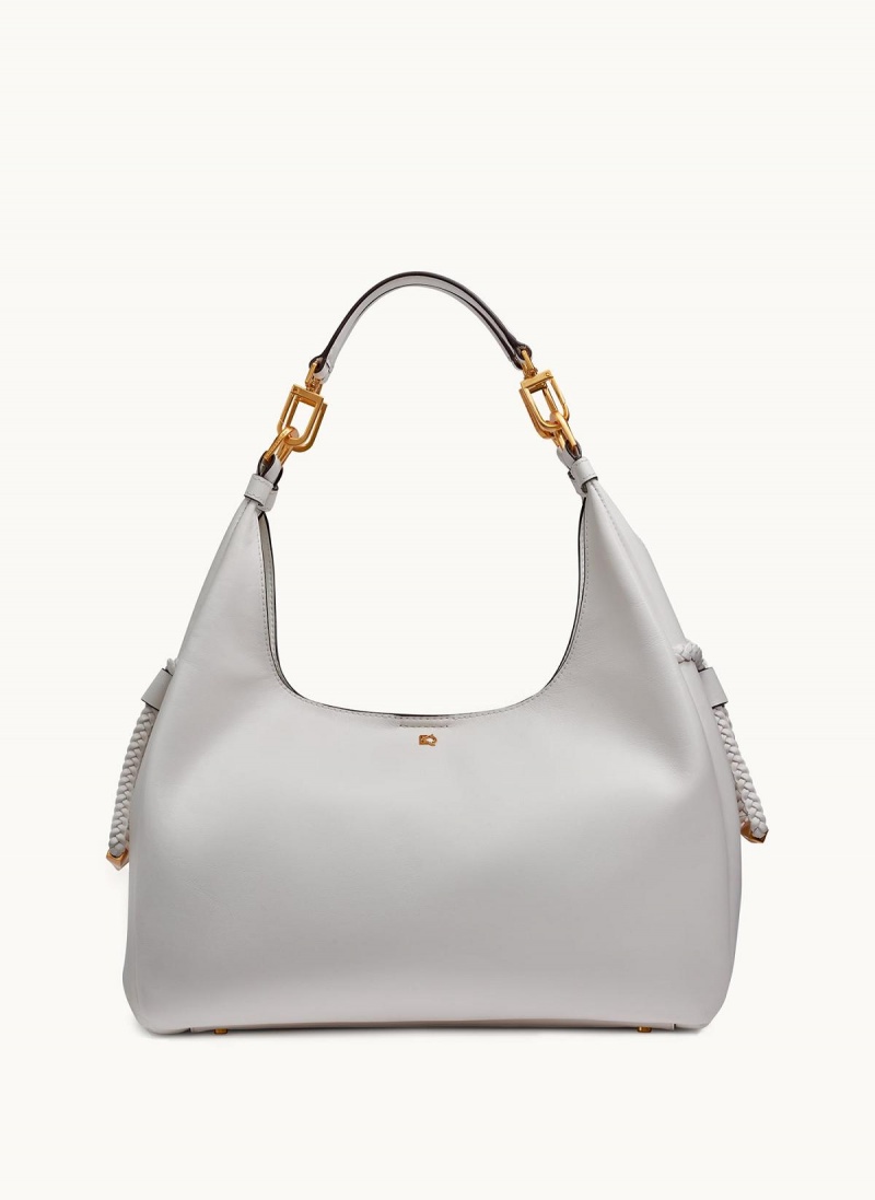 White Donna Karan Bellerose Hobo Bag | SG_DK97415