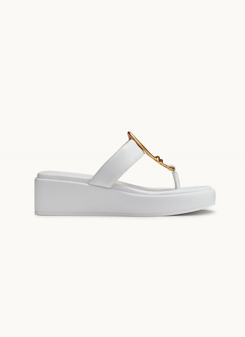 White Donna Karan Harlyn Wedge Sandals | SG_DK91225