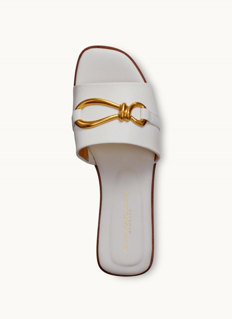 White Donna Karan Haylen Flat Sandals | SG_DK16041