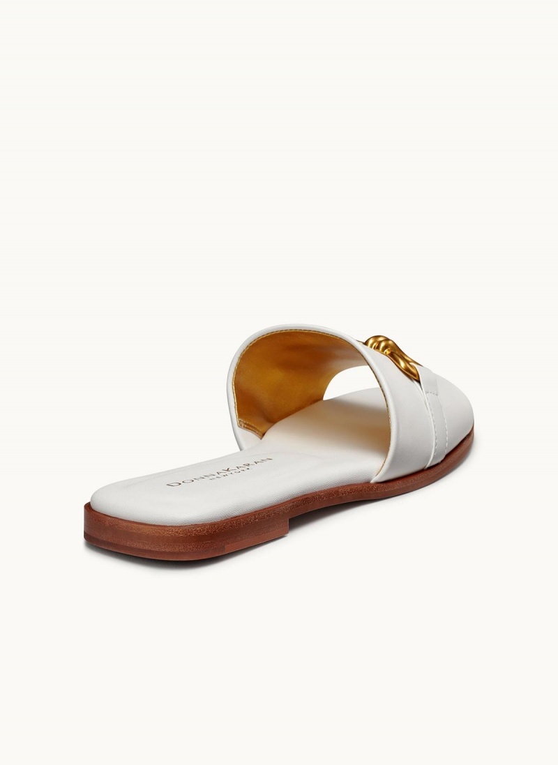 White Donna Karan Haylen Flat Sandals | SG_DK16041