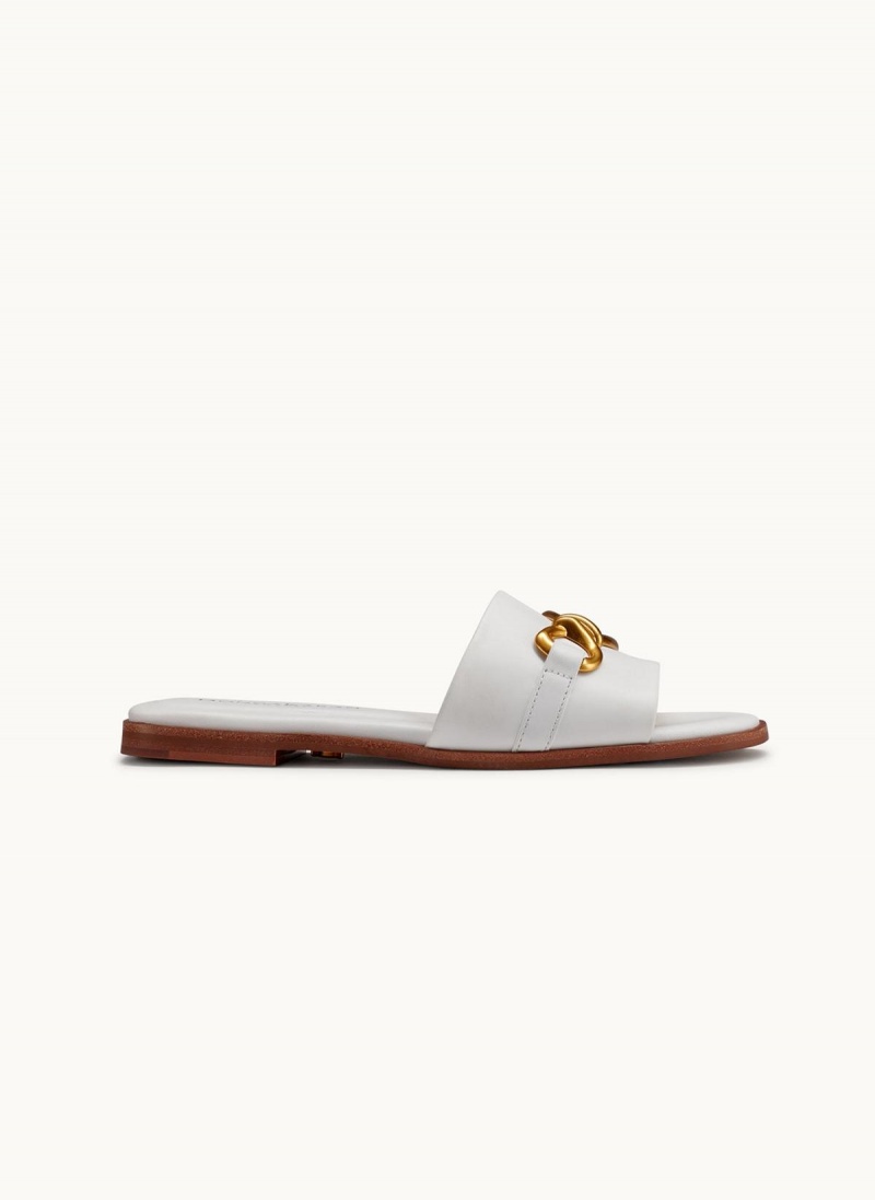 White Donna Karan Haylen Flat Sandals | SG_DK16041