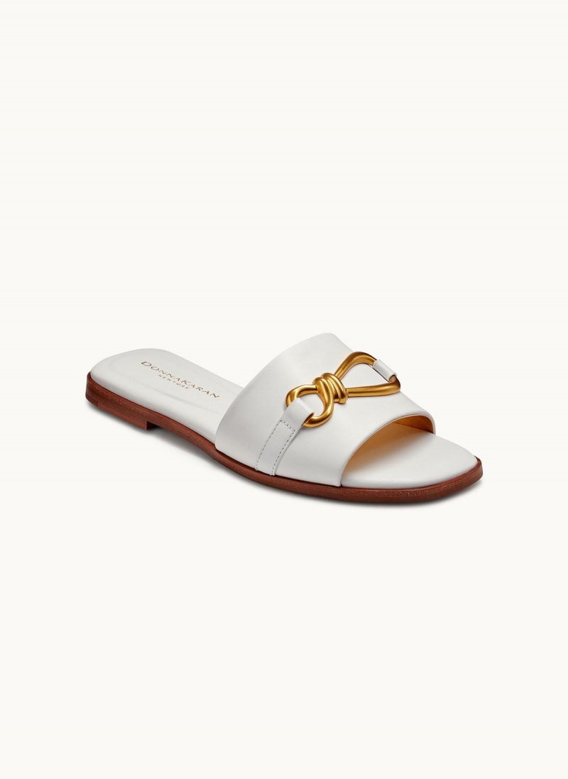 White Donna Karan Haylen Flat Sandals | SG_DK16041