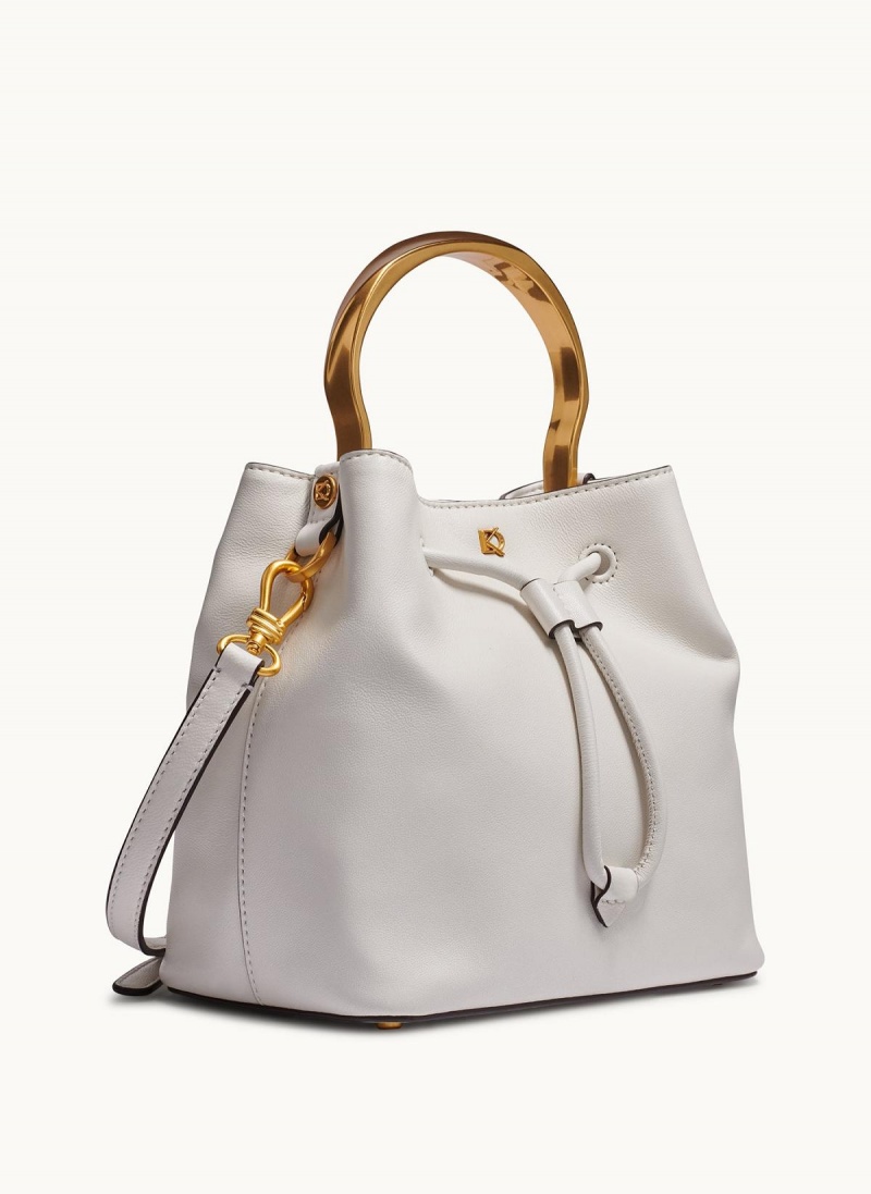 White Donna Karan Lawrence Bucket Satchel | SG_DK40343