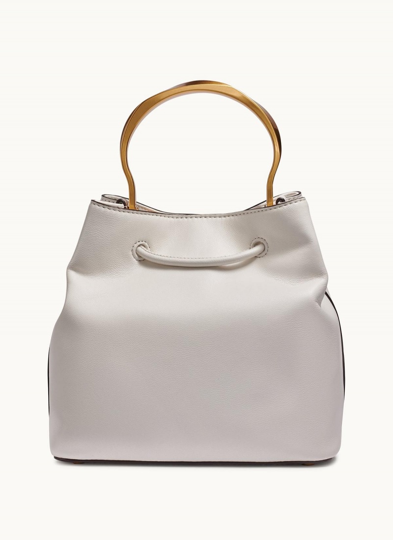 White Donna Karan Lawrence Bucket Satchel | SG_DK40343