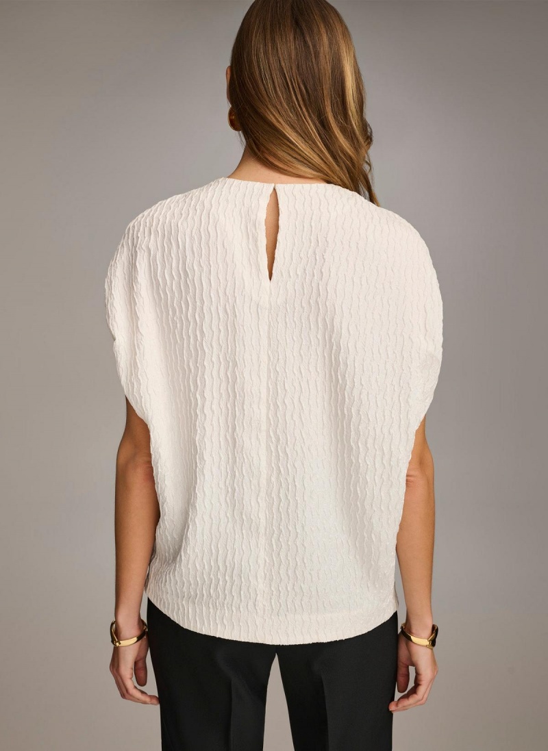 White Donna Karan Textured Sweaters and Tops | SG_DK86779