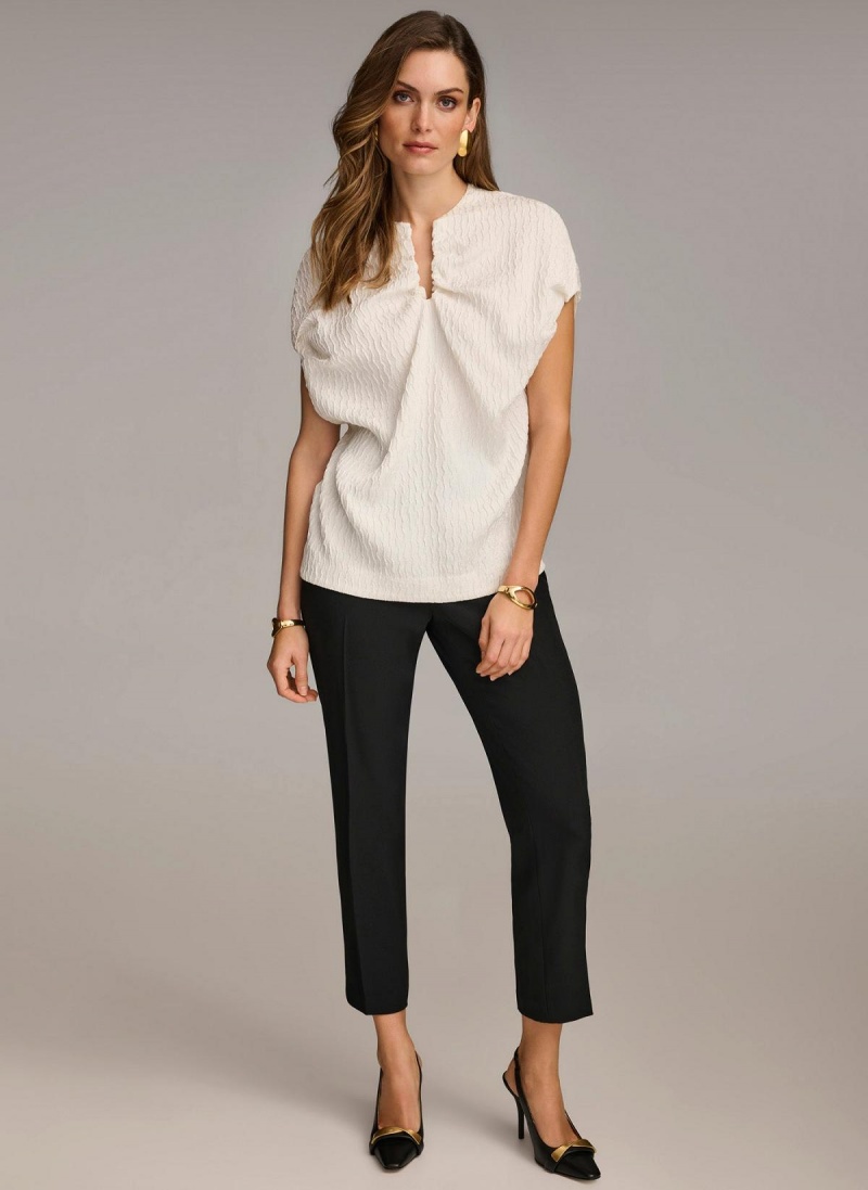 White Donna Karan Textured Sweaters and Tops | SG_DK86779