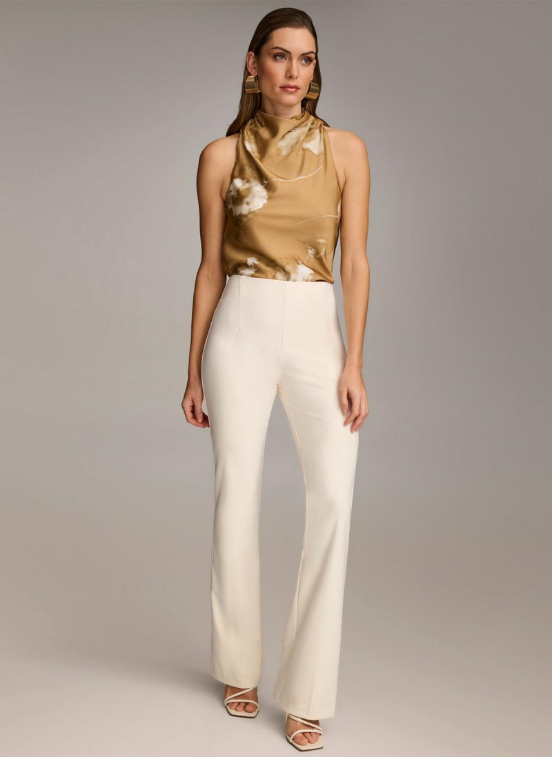 White Donna Karan Wide Leg Pants | SG_DK32769